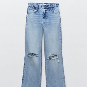 Zara ripped wide leg jeans